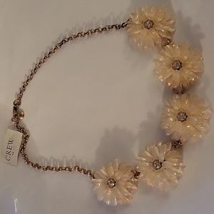 J. Crew Flower Statement Necklace Gold Chunky Fun Jewelry Blush Cream Feminine